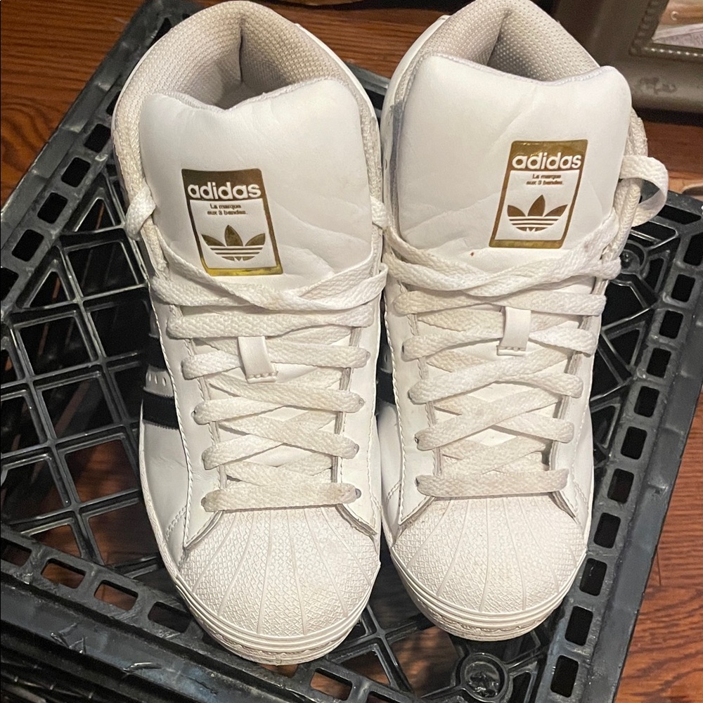 Adidas White and Black Pro Model Sneakers